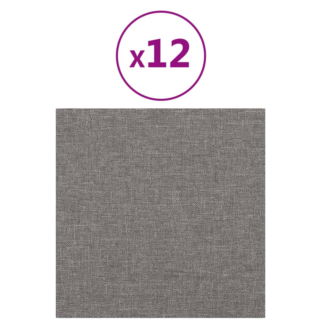 Vidaxl -Wandplatten 12 ST 1,08 m² 30 x 30 cm Stoff hellgrau