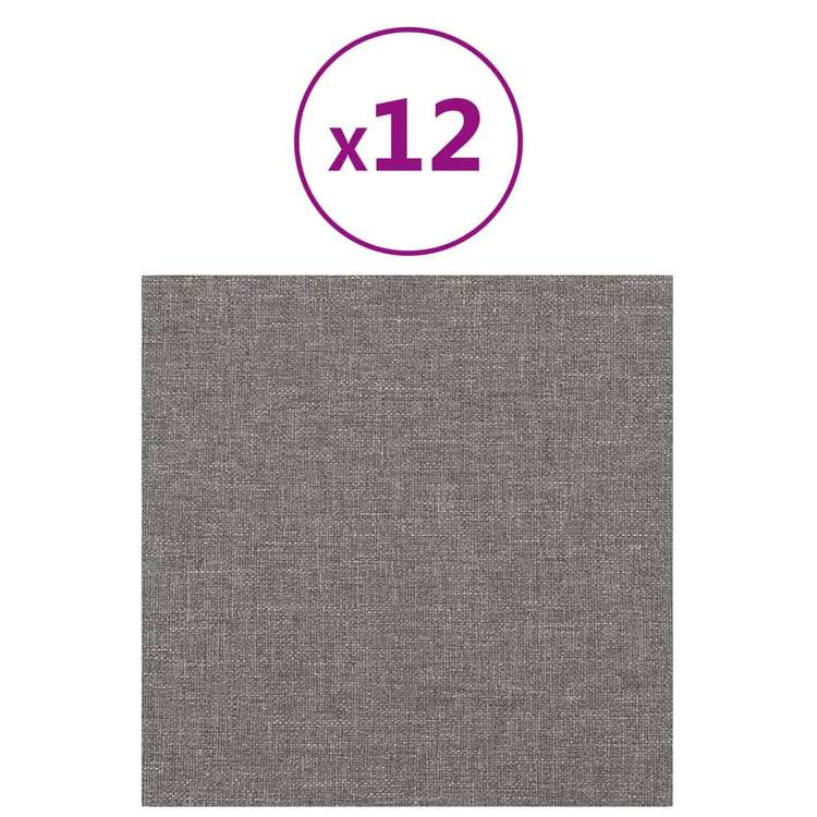 Vidaxl -Wandplatten 12 ST 1,08 m² 30 x 30 cm Stoff hellgrau