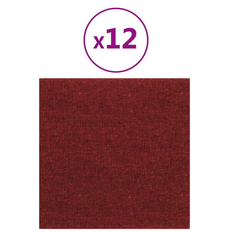 Vidaxl Wandpaneele 12 ST 1,08 m² 30 x 30 cm Stoff Wein rot