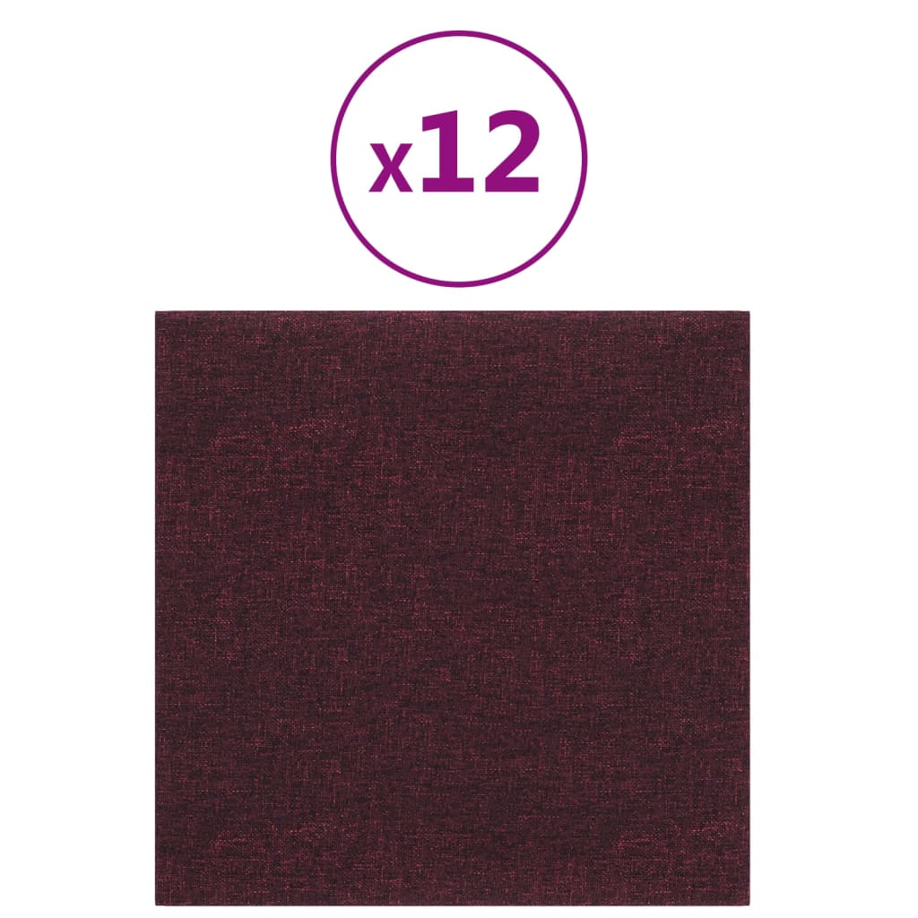 Vidaxl -Wandplatten 12 ST 1,08 m² 30 x 30 cm Stoff lila