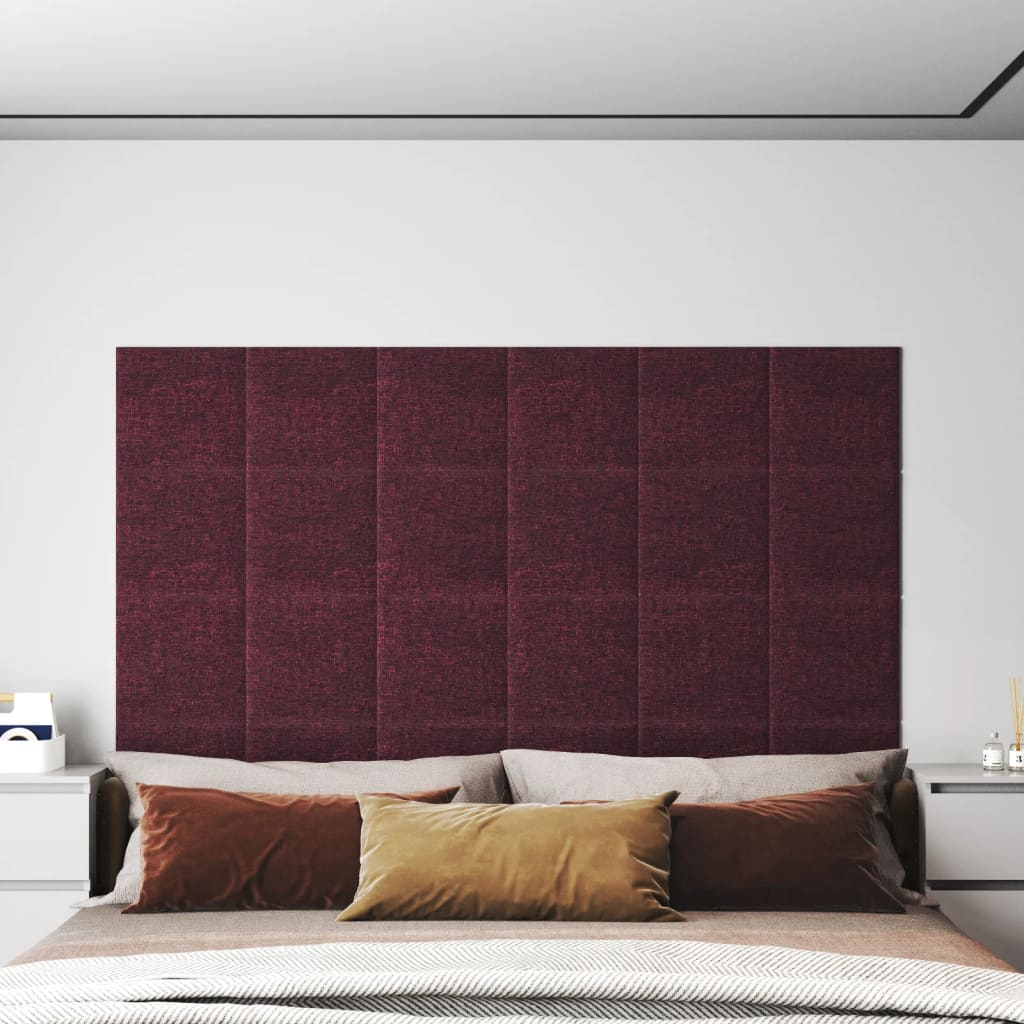 Vidaxl -Wandplatten 12 ST 1,08 m² 30 x 30 cm Stoff lila