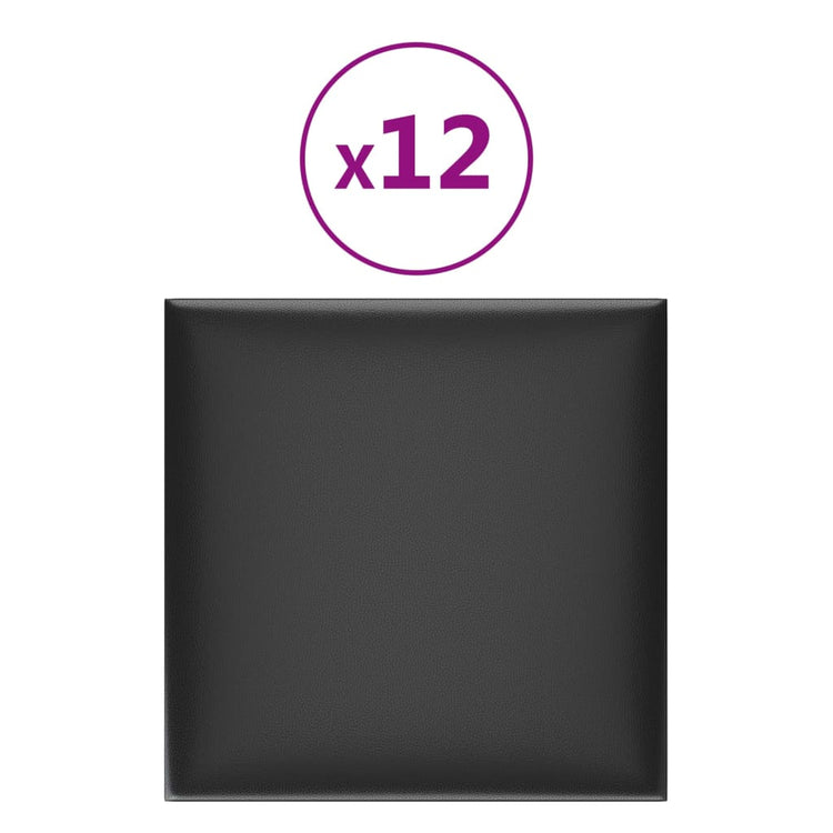 Vidaxl Wandpaneele 12 ST 1,08 m² 30 x 30 cm künstliches Lederschwarz