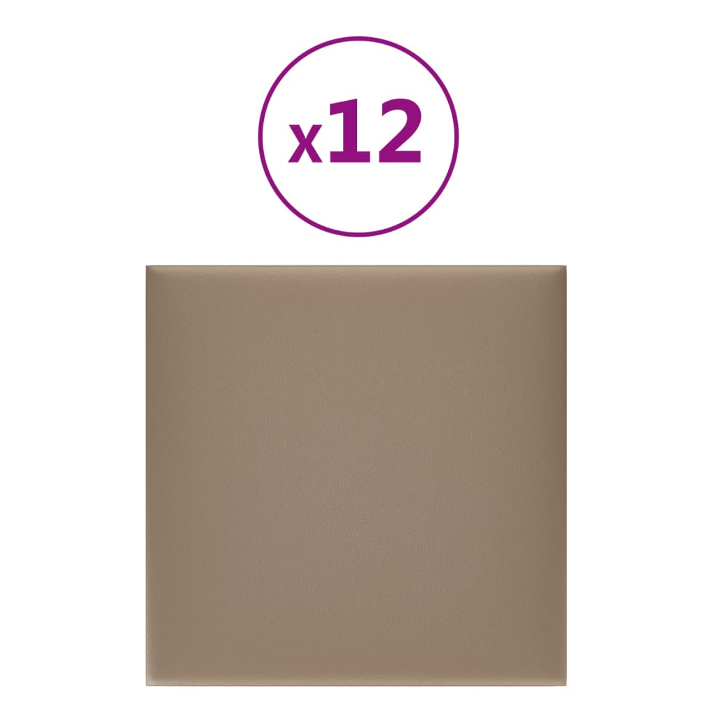 Vidaxl Wandtafeln 12 ST 1,08 m² 30 x 30 cm Kunstleder Cappuccinocolid