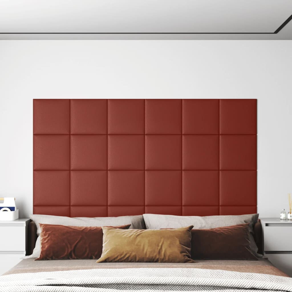 Vidaxl -Wandpaneele 12 ST 1,08 m² 30 x 30 cm Künstlicher Lederwein rot
