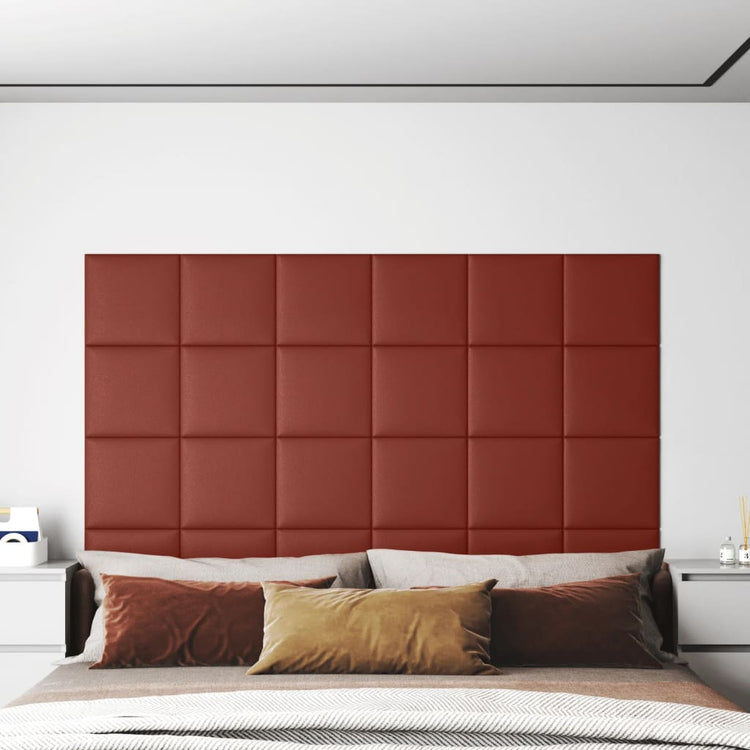 Vidaxl -Wandpaneele 12 ST 1,08 m² 30 x 30 cm Künstlicher Lederwein rot