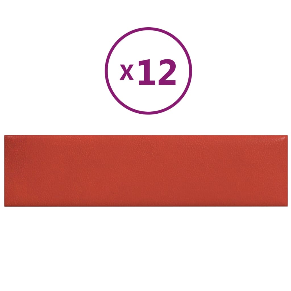 Vidaxl Wandpaneele 12 ST 1,08 m² 60x15 cm künstliches Lederrot rot