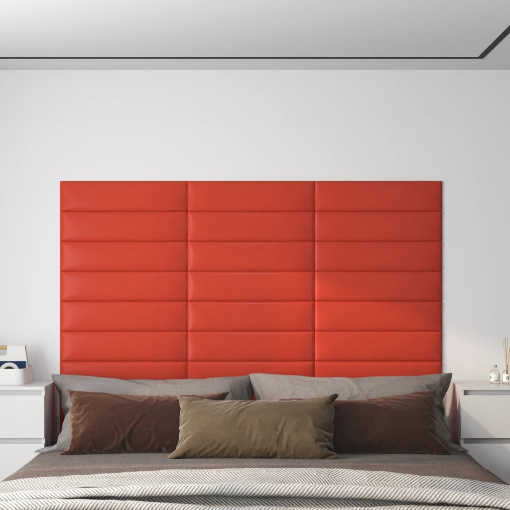 Vidaxl Wandpaneele 12 ST 1,08 m² 60x15 cm künstliches Lederrot rot