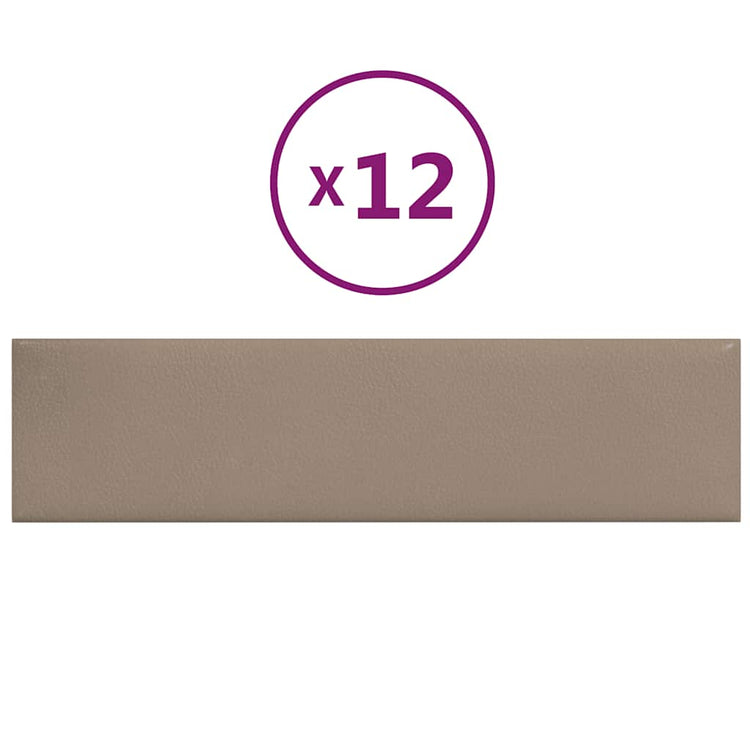 Vidaxl -Wandplatten 12 ST 1,08 m² 60x15 cm Kunstleder Cappuccinocolid