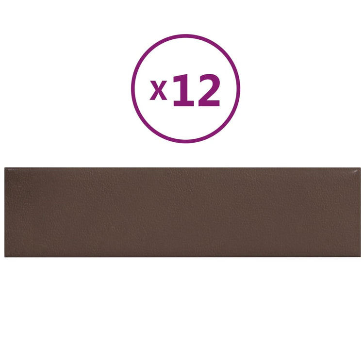 Vidaxl -Wandplatten 12 ST 1,08 m² 60x15 cm künstliches Lederbraun