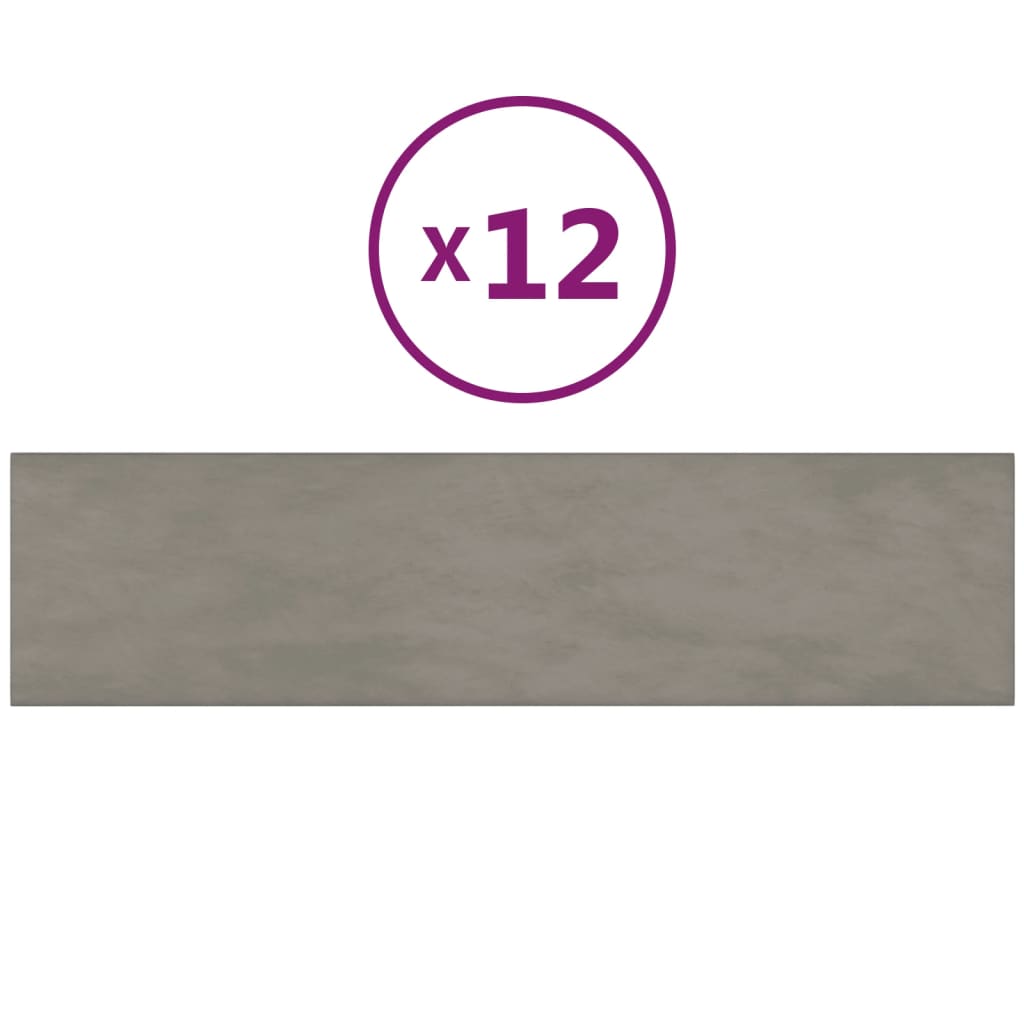 Vidaxl -Wandplatten 12 ST 1,08 m² 60x15 cm Samt hellgrau