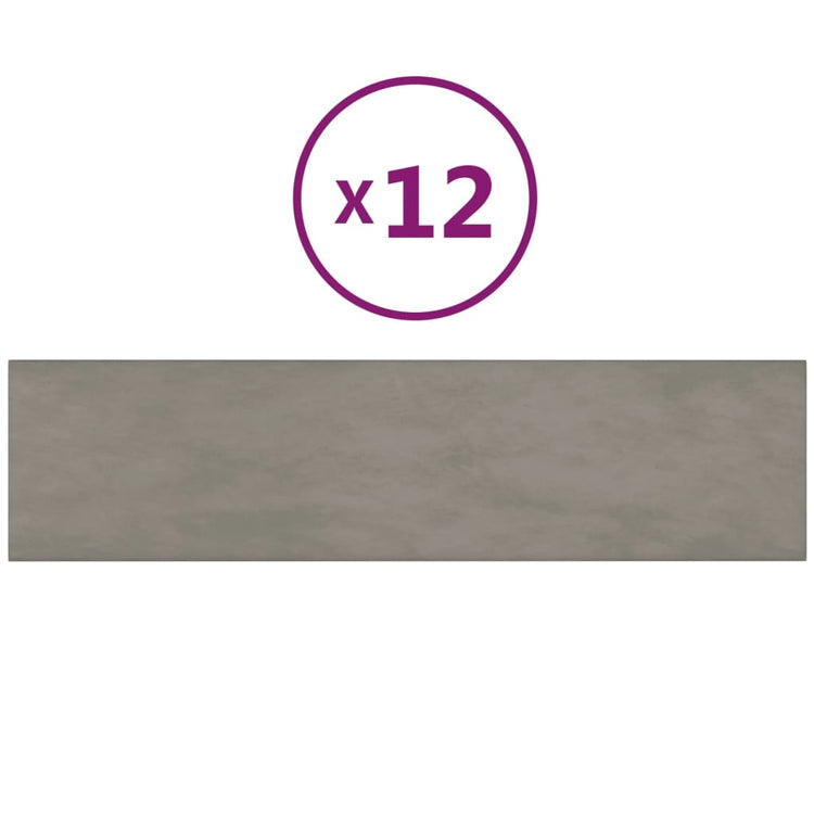 Vidaxl -Wandplatten 12 ST 1,08 m² 60x15 cm Samt hellgrau