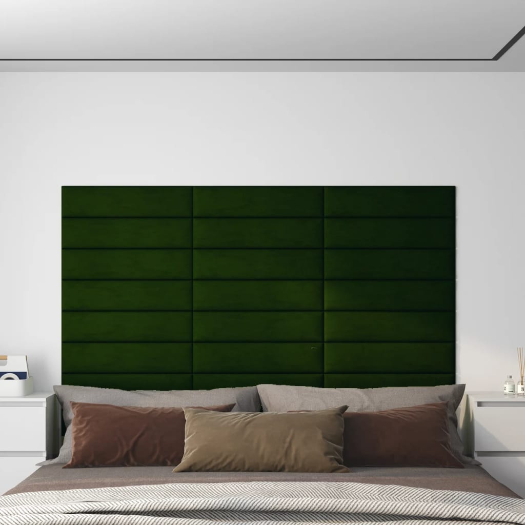 Vidaxl -Wandpaneele 12 ST 1,08 m² 60x15 cm Samt dunkelgrün
