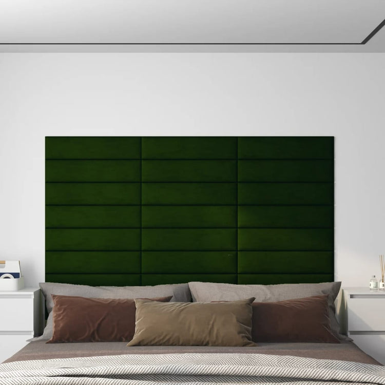 Vidaxl -Wandpaneele 12 ST 1,08 m² 60x15 cm Samt dunkelgrün