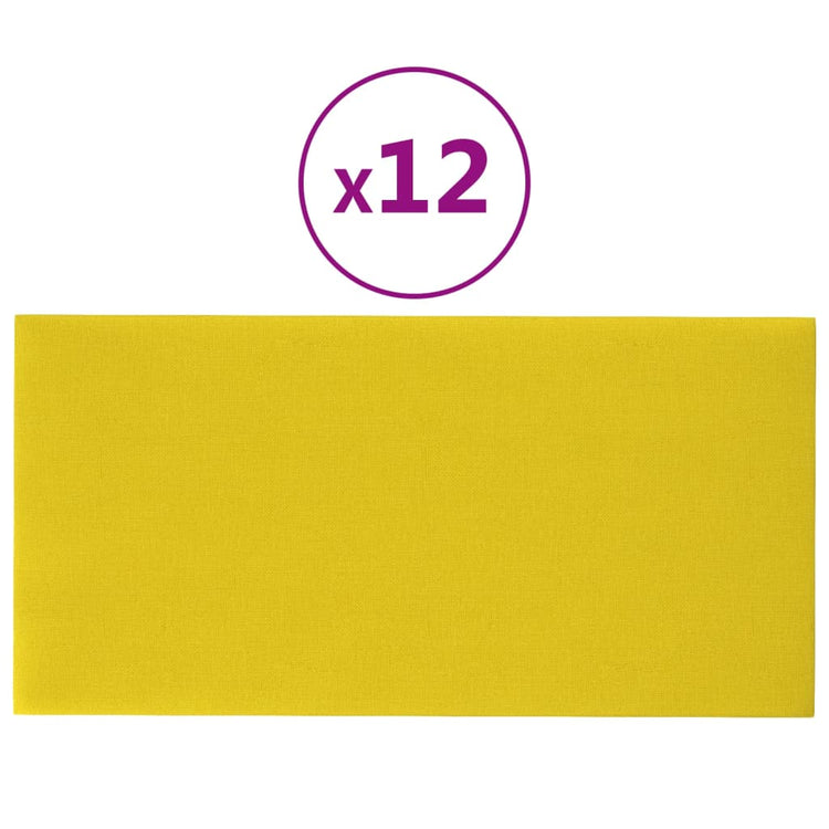 Vidaxl -Wandplatten 12 ST 2,16 m² 60 x 30 cm Stoff hellgelb