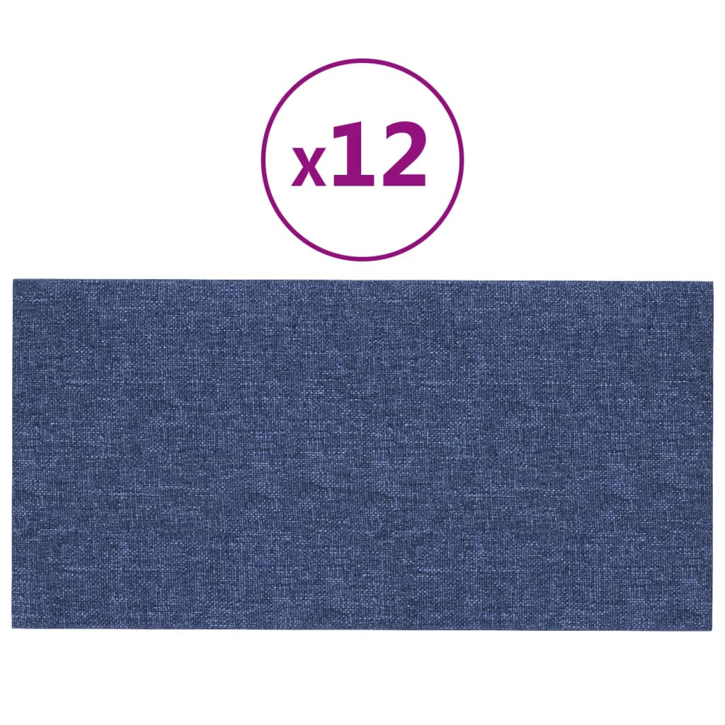 Vidaxl -Wandplatten 12 ST 2,16 m² 60 x 30 cm Stoff blau