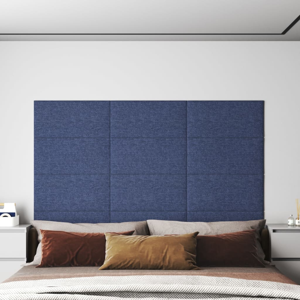 Vidaxl -Wandplatten 12 ST 2,16 m² 60 x 30 cm Stoff blau