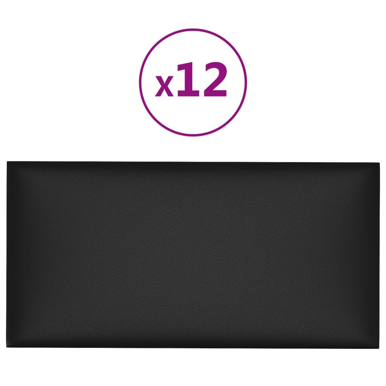 Vidaxl Wandpaneele 12 ST 2,16 m² 60 x 30 cm künstliches Lederschwarz