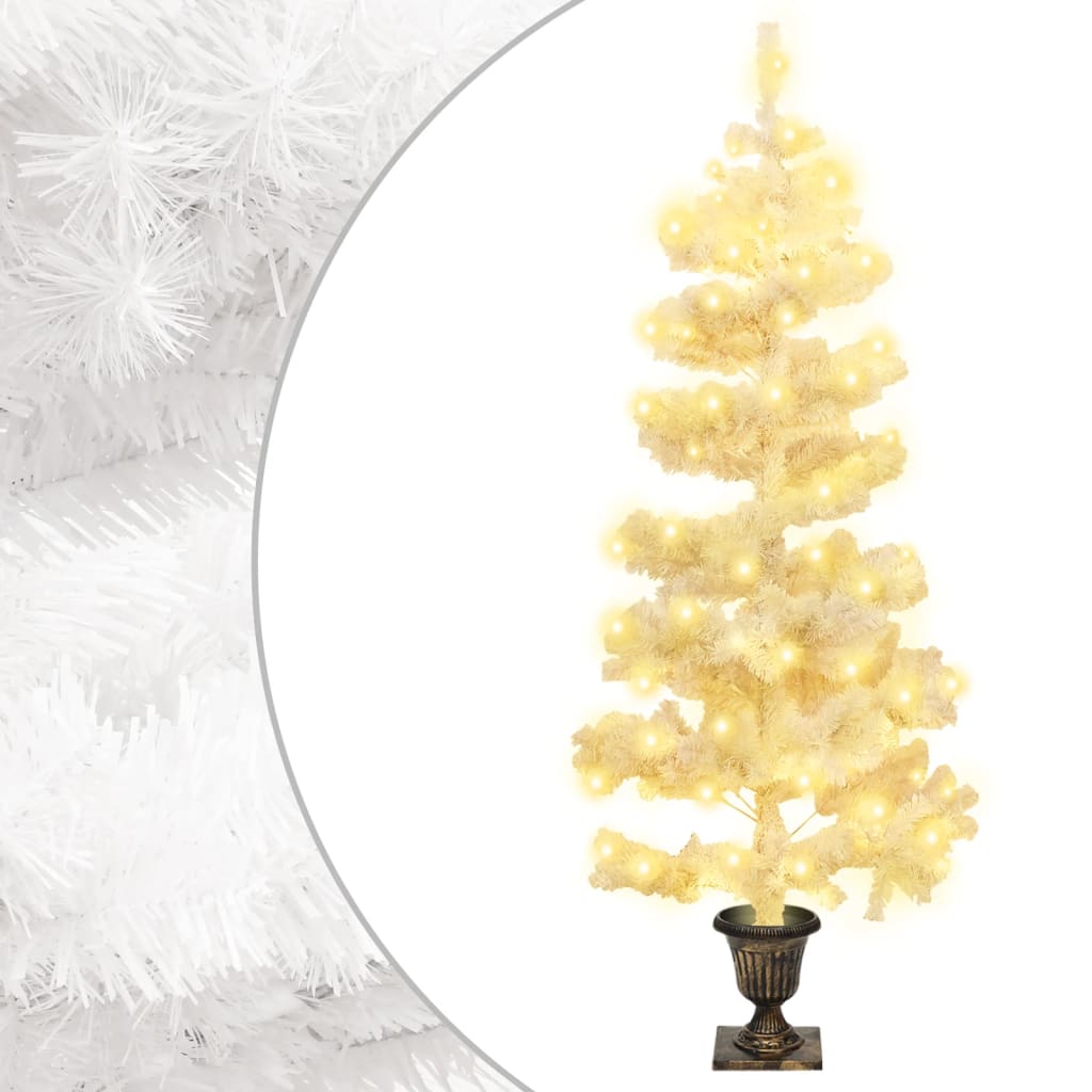 Vidaxl Kunstkerstboom mit Beleuchtung und Pot 120 cm PVC Weiß