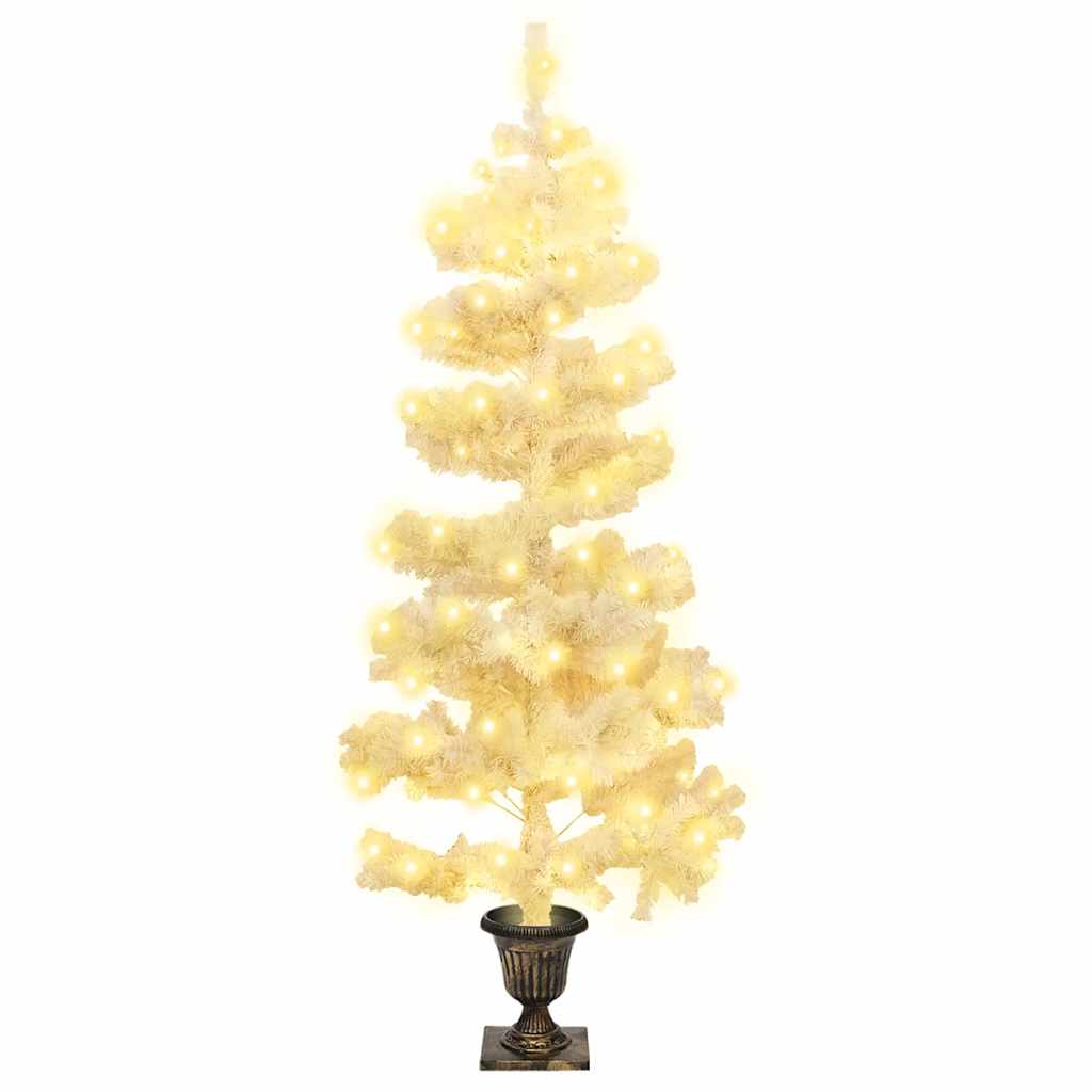Vidaxl Kunstkerstboom mit Beleuchtung und Pot 120 cm PVC Weiß
