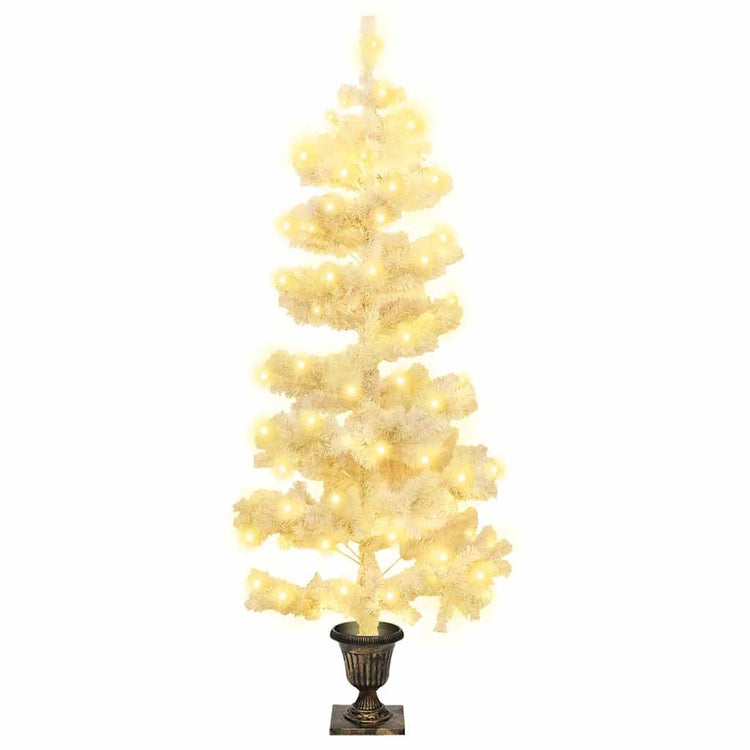 Vidaxl Kunstkerstboom mit Beleuchtung und Pot 120 cm PVC Weiß