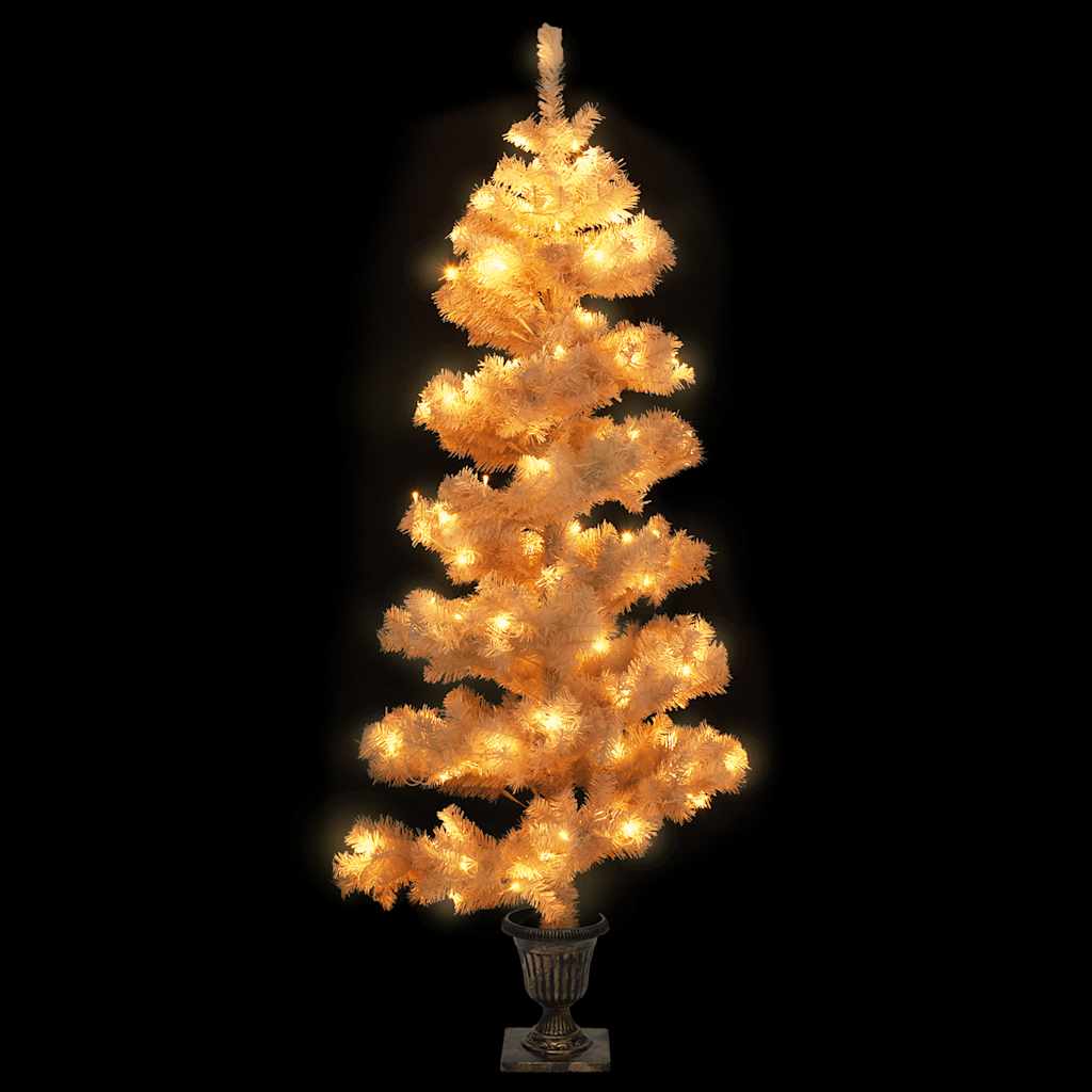 Vidaxl Kunstkerstboom mit Beleuchtung und Pot 120 cm PVC Weiß