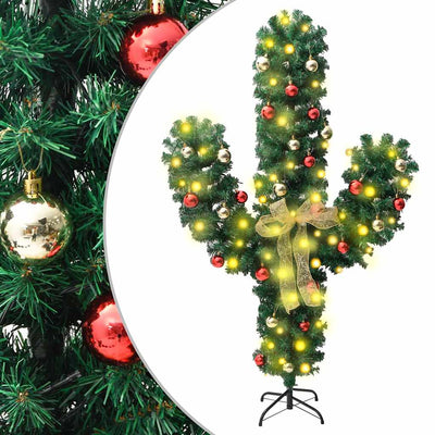 Vidaxl Weihnachten Kaktus mit Standard- und LEDs 210 cm PVC Grün