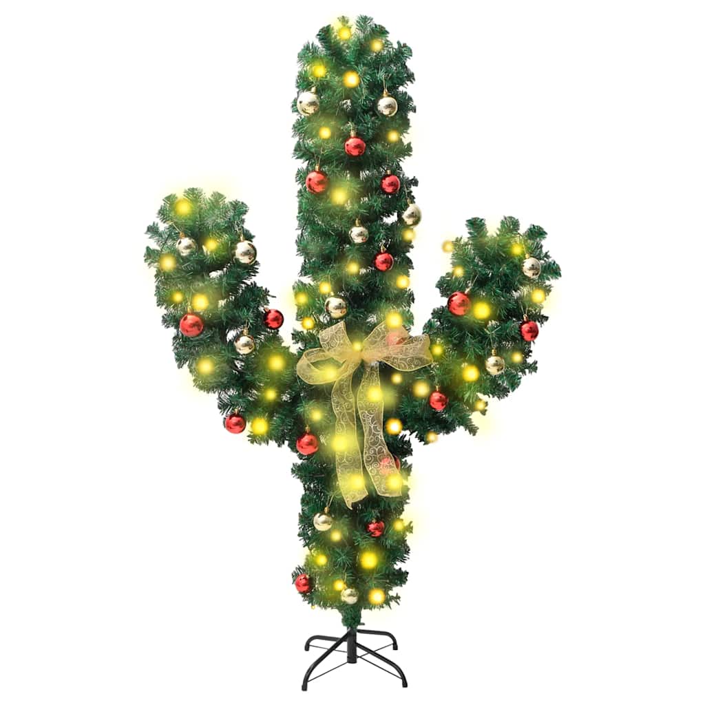 Vidaxl Weihnachten Kaktus mit Standard- und LEDs 210 cm PVC Grün