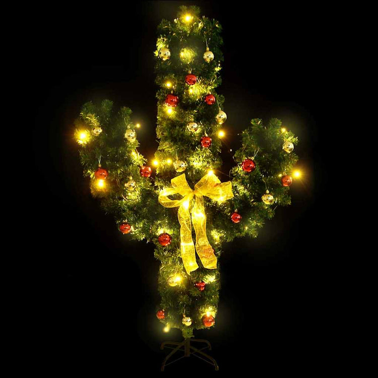 Vidaxl Weihnachten Kaktus mit Standard- und LEDs 210 cm PVC Grün