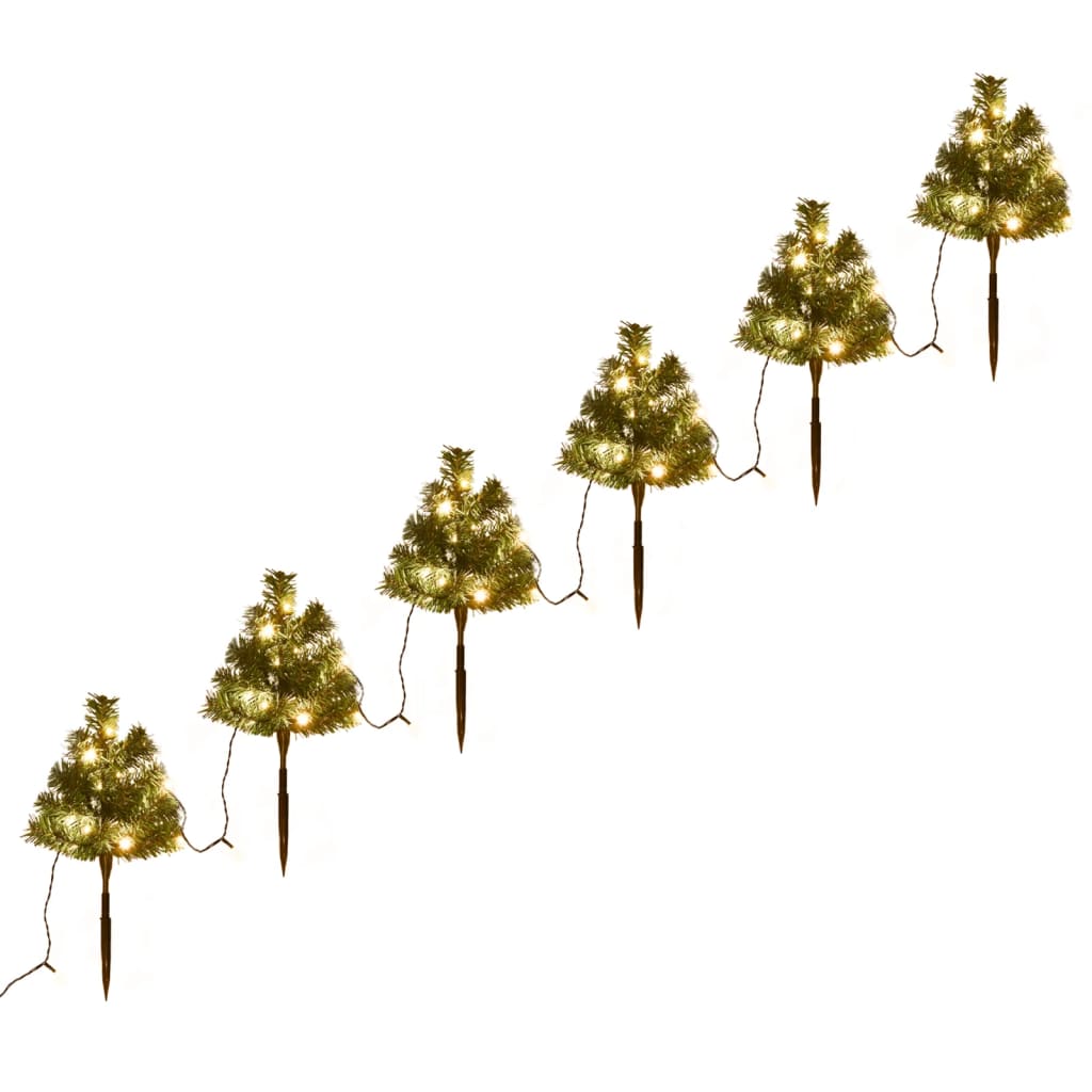 Vidaxl Tuinpadkerst Trees 6 ST mit warmen weißen LEDs 45 cm PVC