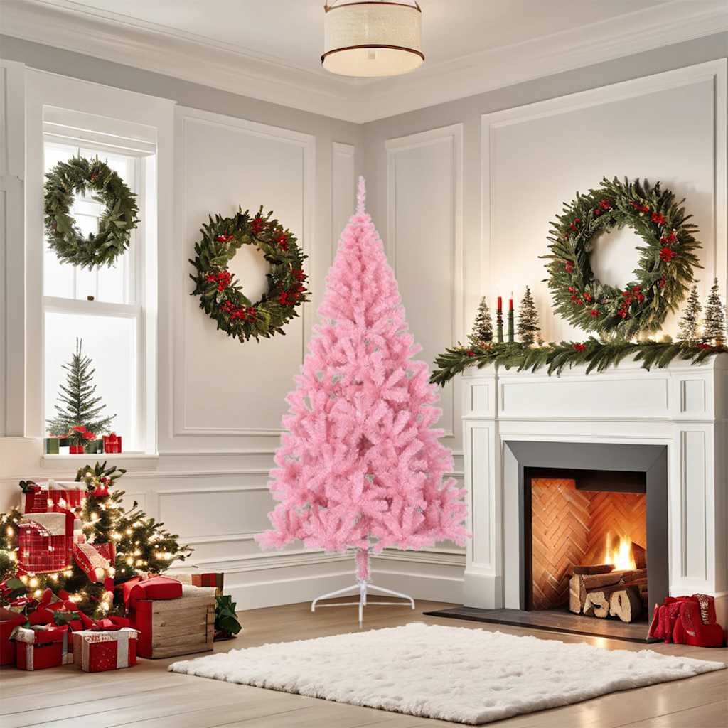 Vidaxl Kunstkerstboom mit Standardhälfte 180 cm PVC Pink