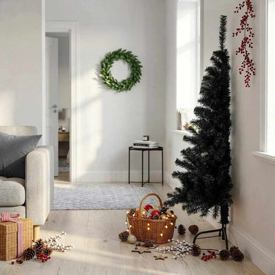 Vidaxl Kunstkerstboom mit Standardhälfte 150 cm PVC Schwarz