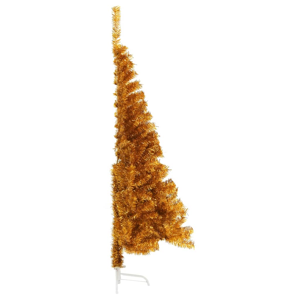 Vidaxl kunstkerstboom halb mit Standard mit einer goldenen Kappe von 150 cm