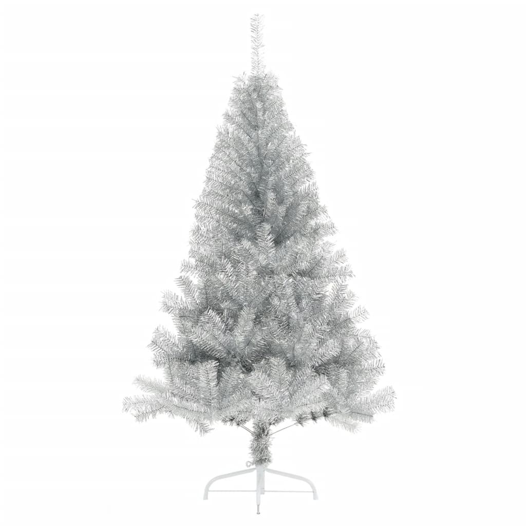 Vidaxl Kunstkerstboom Hälfte mit Standard -120 -cm -Kappe silberfarben