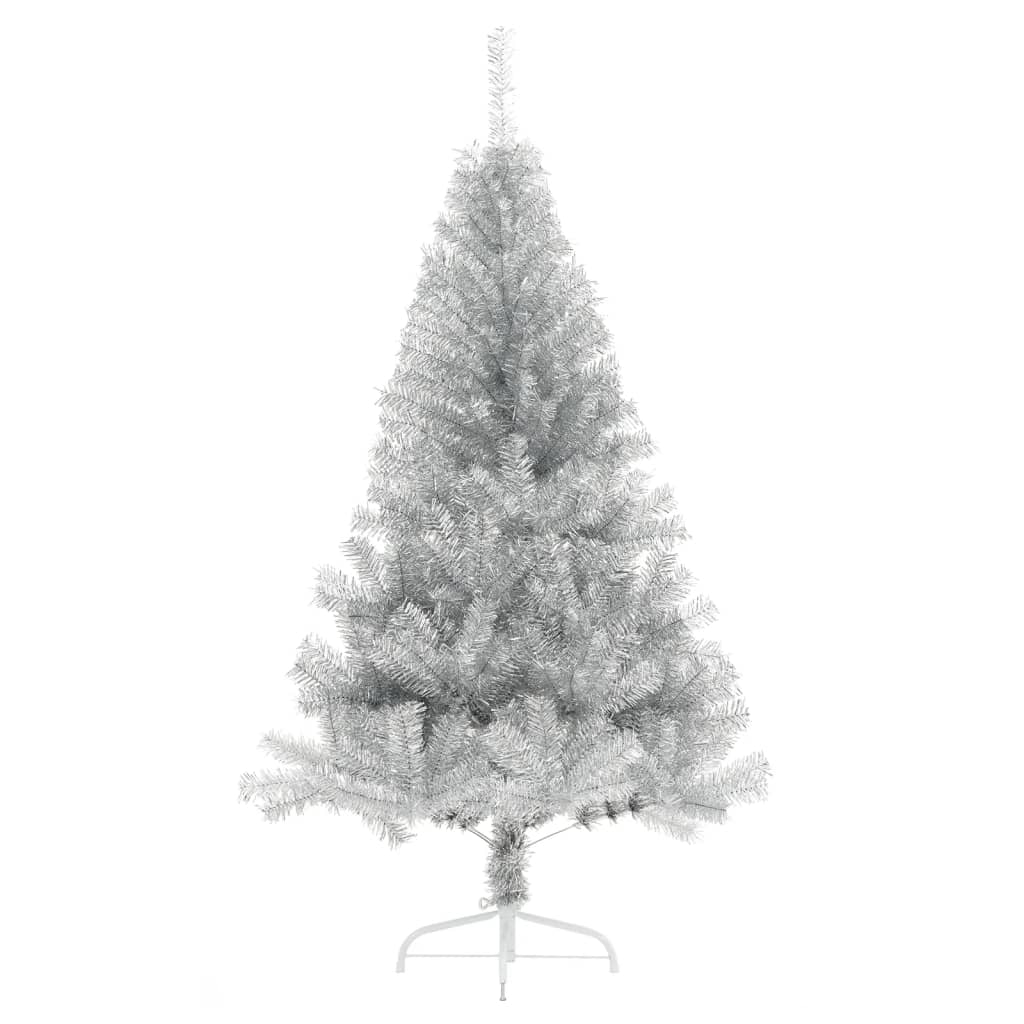 Vidaxl Kunstkerstboom Hälfte mit Standard mit einer Standardkappe silberfarben