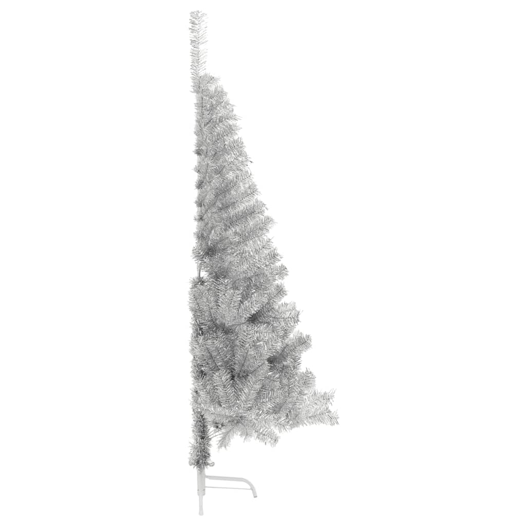 Vidaxl Kunstkerstboom Hälfte mit Standard mit einer Standardkappe silberfarben