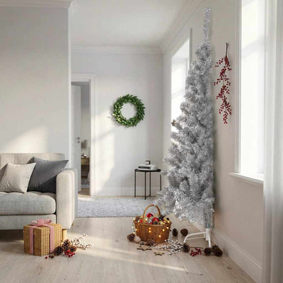 Vidaxl Kunstkerstboom Hälfte mit Standard 210 cm PET Silberfarbe