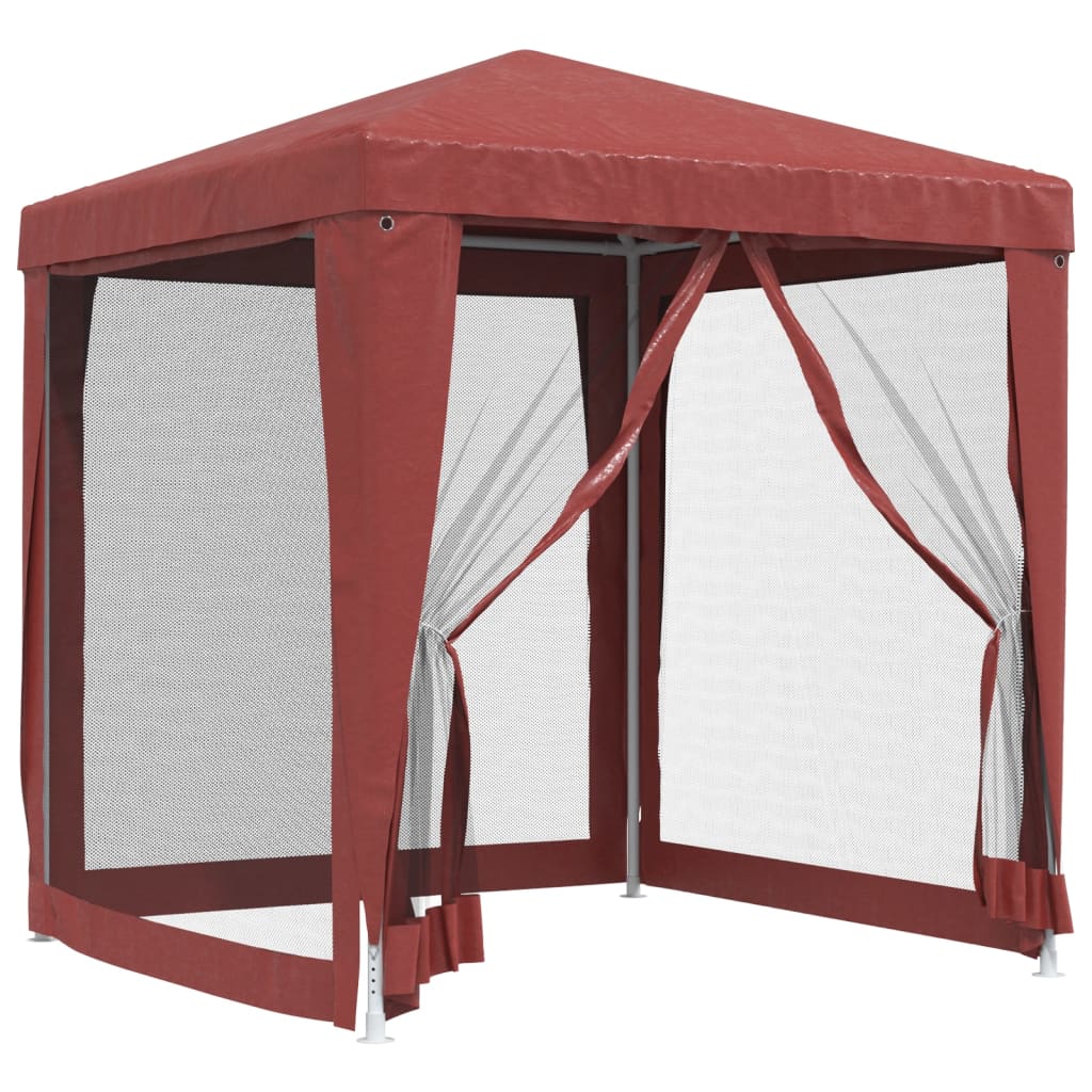 VIDAXL -Party -Zelt mit 4 -Mesh -Seitenwänden 2x2 M HDPE -Rot