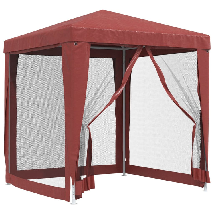 VIDAXL -Party -Zelt mit 4 -Mesh -Seitenwänden 2x2 M HDPE -Rot
