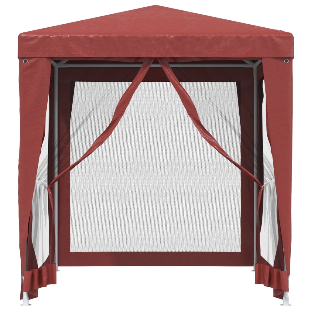 VIDAXL -Party -Zelt mit 4 -Mesh -Seitenwänden 2x2 M HDPE -Rot