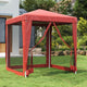 VIDAXL -Party -Zelt mit 4 -Mesh -Seitenwänden 2x2 M HDPE -Rot
