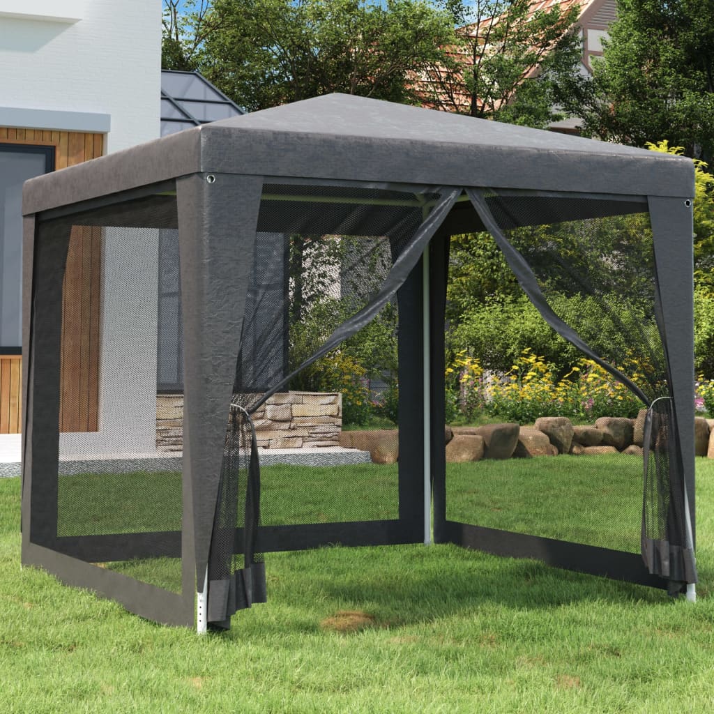 VIDAXL -Partyzelt mit 4 -Mesh -Seitenwänden 2,5 x 2,5 M HDPE -Anthrazit -gelöscht