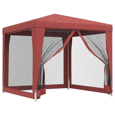 VIDAXL -Partyzelt mit 4 -Mesh -Seitenwänden 2,5 x 2,5 M HDPE -Rot
