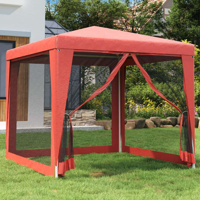 VIDAXL -Partyzelt mit 4 -Mesh -Seitenwänden 2,5 x 2,5 M HDPE -Rot