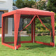 VIDAXL -Partyzelt mit 4 -Mesh -Seitenwänden 2,5 x 2,5 M HDPE -Rot