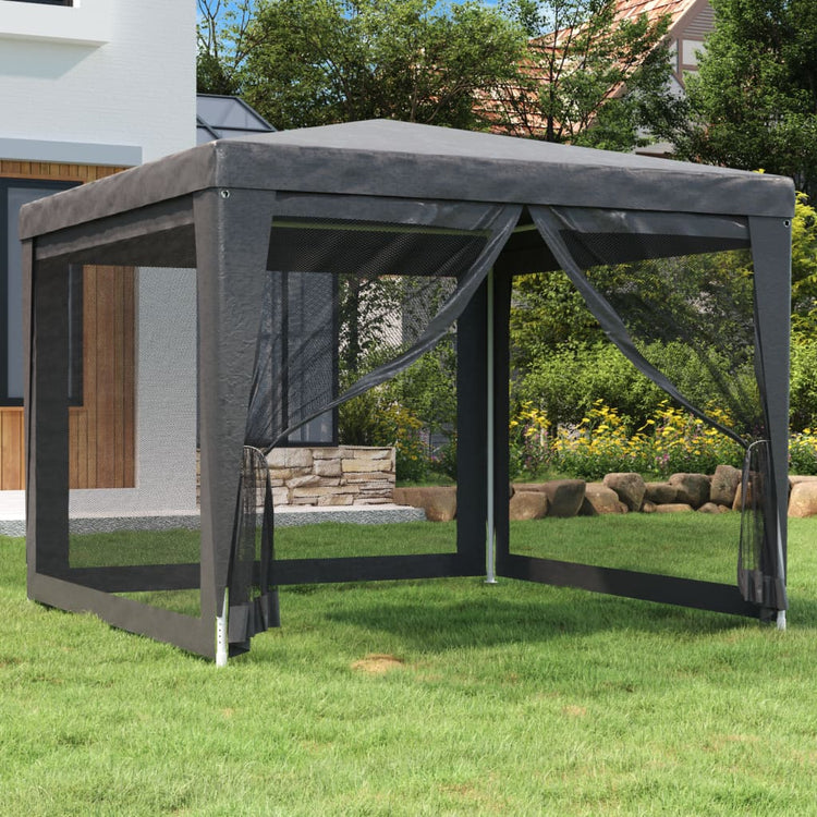 VIDAXL -Partyzelt mit 4 -Mesh -Seitenwänden 3x3 M HDPE -Anthrazit -gelöscht