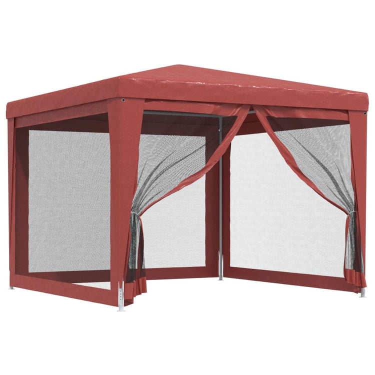 VIDAXL -Party -Zelt mit 4 -Mesh -Seitenwänden 3x3 M HDPE -Rot