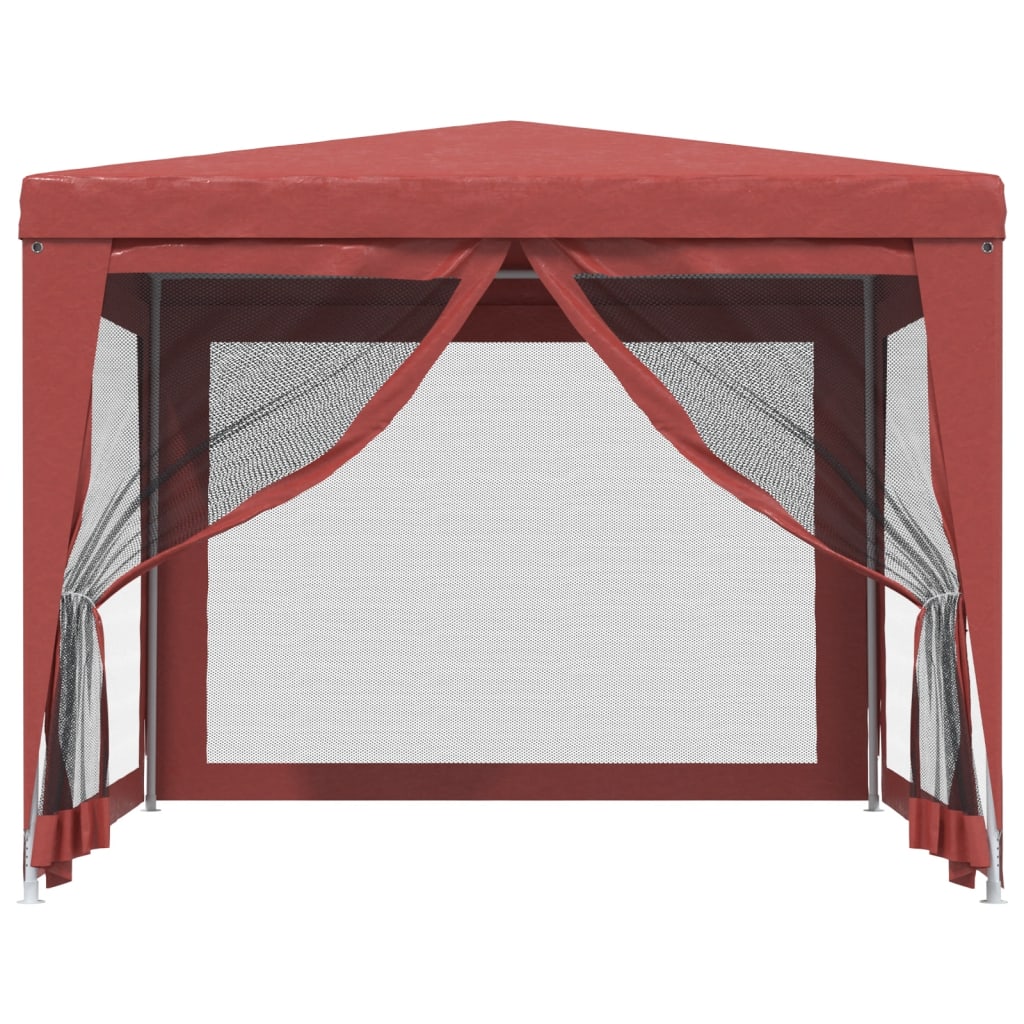 VIDAXL -Party -Zelt mit 4 -Mesh -Seitenwänden 3x3 M HDPE -Rot