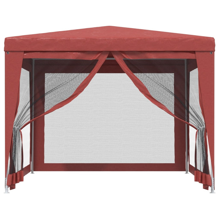 VIDAXL -Party -Zelt mit 4 -Mesh -Seitenwänden 3x3 M HDPE -Rot