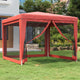 VIDAXL -Party -Zelt mit 4 -Mesh -Seitenwänden 3x3 M HDPE -Rot