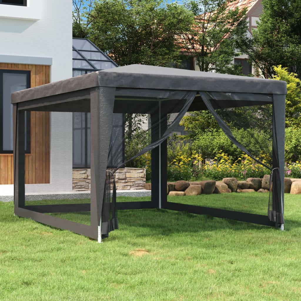 VIDAXL -Partyzelt mit 4 -Mesh -Seitenwänden 3x4 M HDPE Anthrazit -gelöscht